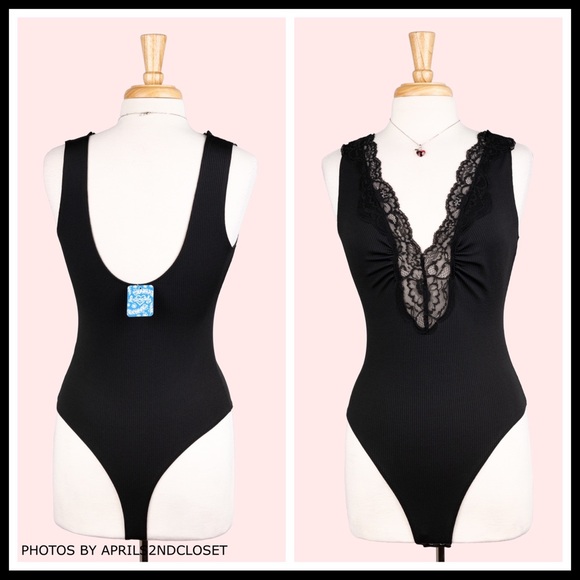 FREE PEOPLE BOHO LACE BODYSUIT KNIT TANK TOP A2C - Picture 3 of 16